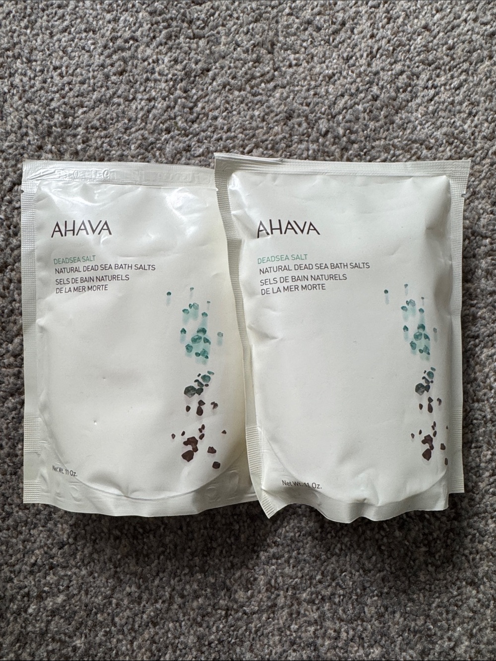 AHAVA - 2 PACK - Deadsea Salt -NATURAL DEAD SEA BATH SALT 11oz each